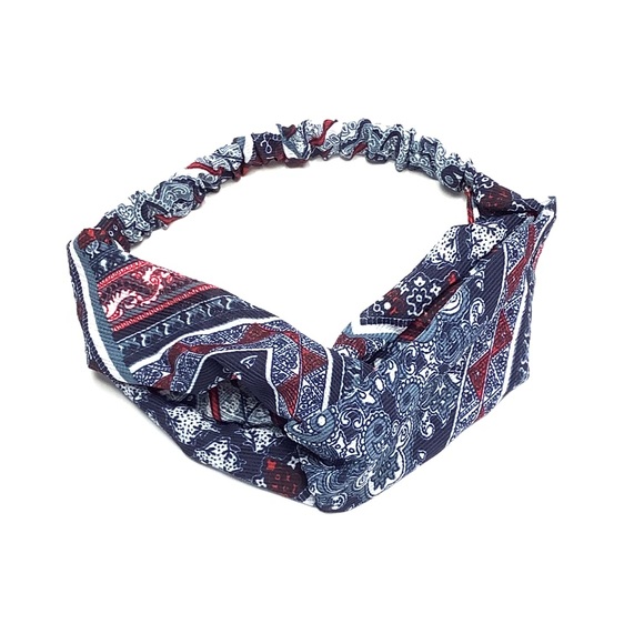 🏝Red White & Blue Boho Bandana Print Headband - Picture 1 of 8